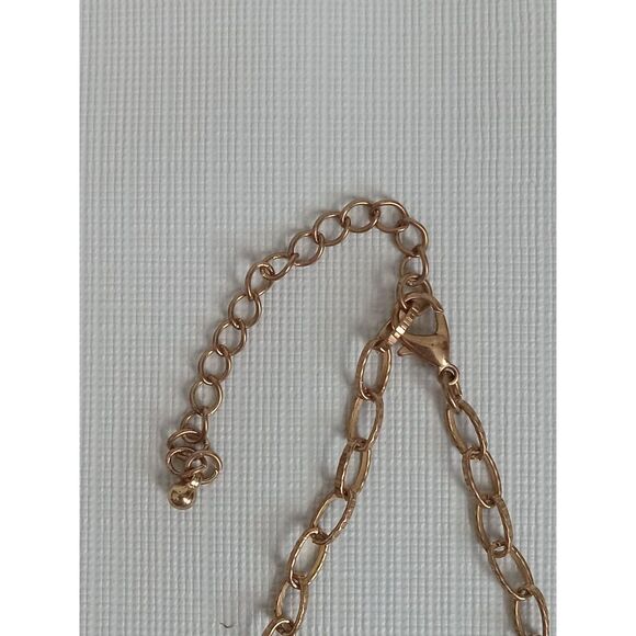 Green Blue Triple Flower Beaded Design Gold Toned Chain Statement Style Necklace - Picture 7 of 10